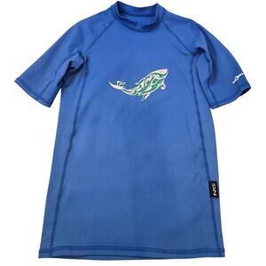 NRS Rashguard Short Sleeve Shark Shirt Boys XL Blue